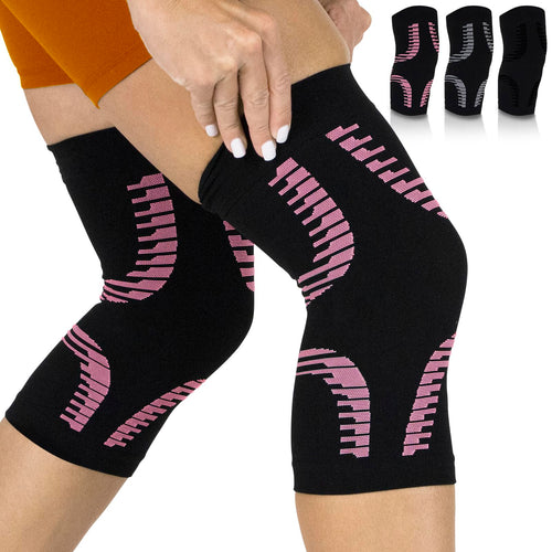 Compression knee sleeves worn on both knees